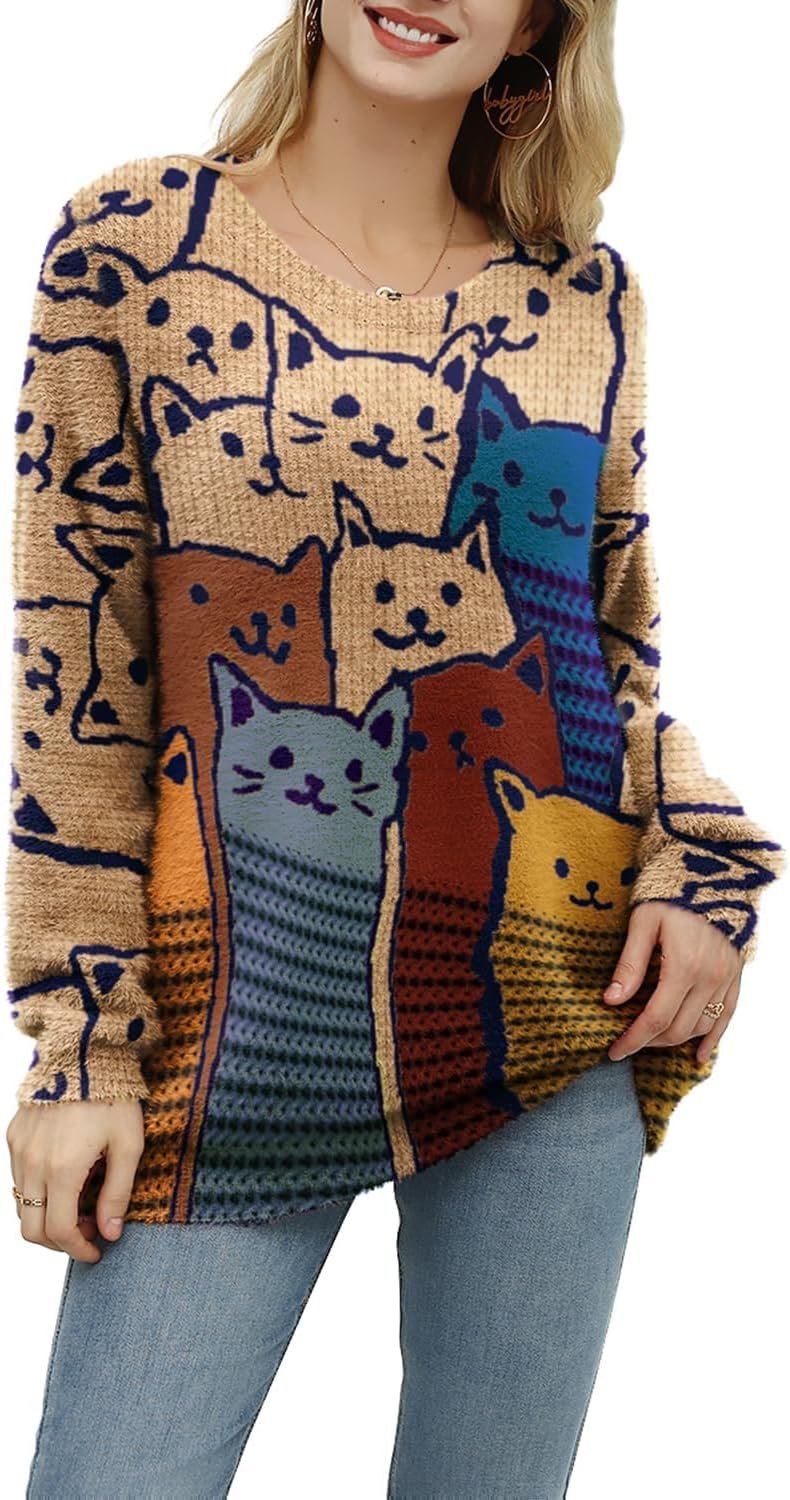 yesno women christmas sweater graphic printed oversized pullover sweaters casual loose knit tops s01 yesno women christmas sweater graphic printed oversized pullover sweaters casual loose knit tops s01