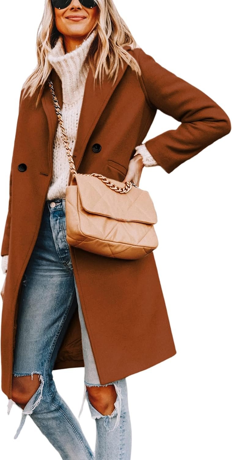 hooever women's winter wool coat casual notch lapel single breasted peacoat hooever women's winter wool coat casual notch lapel single breasted peacoat